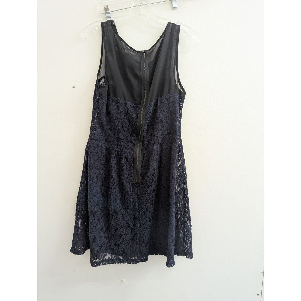Rewind Womens Navy Sleeveless Lace Dress With Sheer Mesh Detail Size L