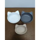 Cat Ear Ceramic Pet Bowls Set Of 3 For Food/Water Elevated Design Neutral Colors Approx. 5.5" Diameter Each