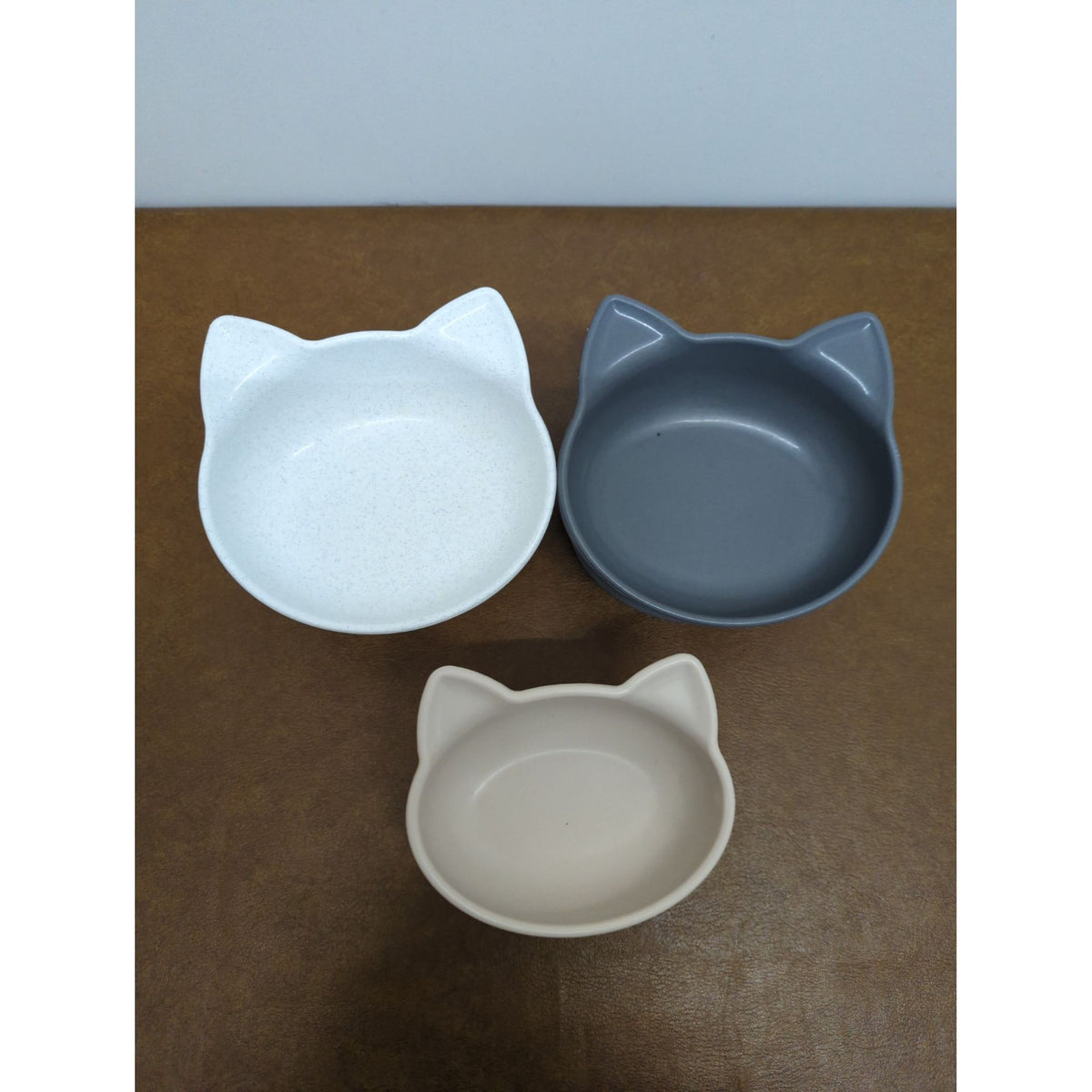 Cat Ear Ceramic Pet Bowls Set Of 3 For Food/Water Elevated Design Neutral Colors Approx. 5.5" Diameter Each