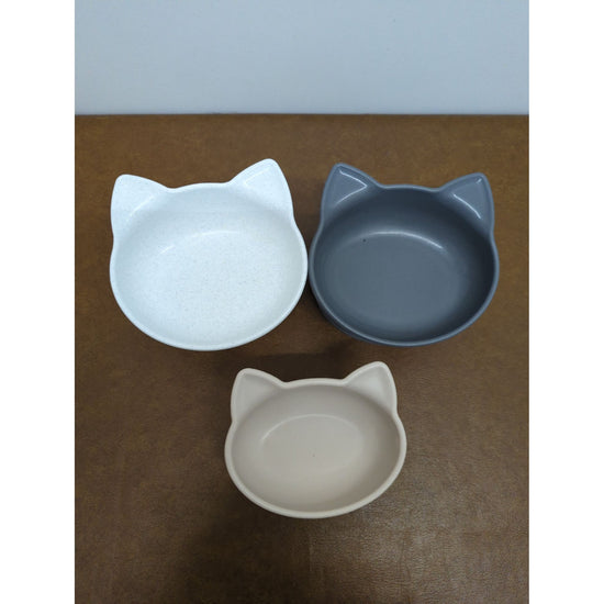 Cat Ear Ceramic Pet Bowls Set Of 3 For Food/Water Elevated Design Neutral Colors Approx. 5.5" Diameter Each