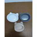 Cat Ear Ceramic Pet Bowls Set Of 3 For Food/Water Elevated Design Neutral Colors Approx. 5.5" Diameter Each