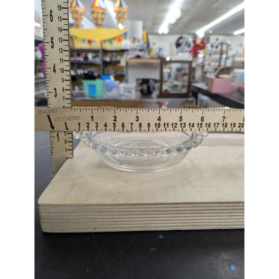 Clear Glass Beaded Edge Trinket Dish 4.5" Diameter
