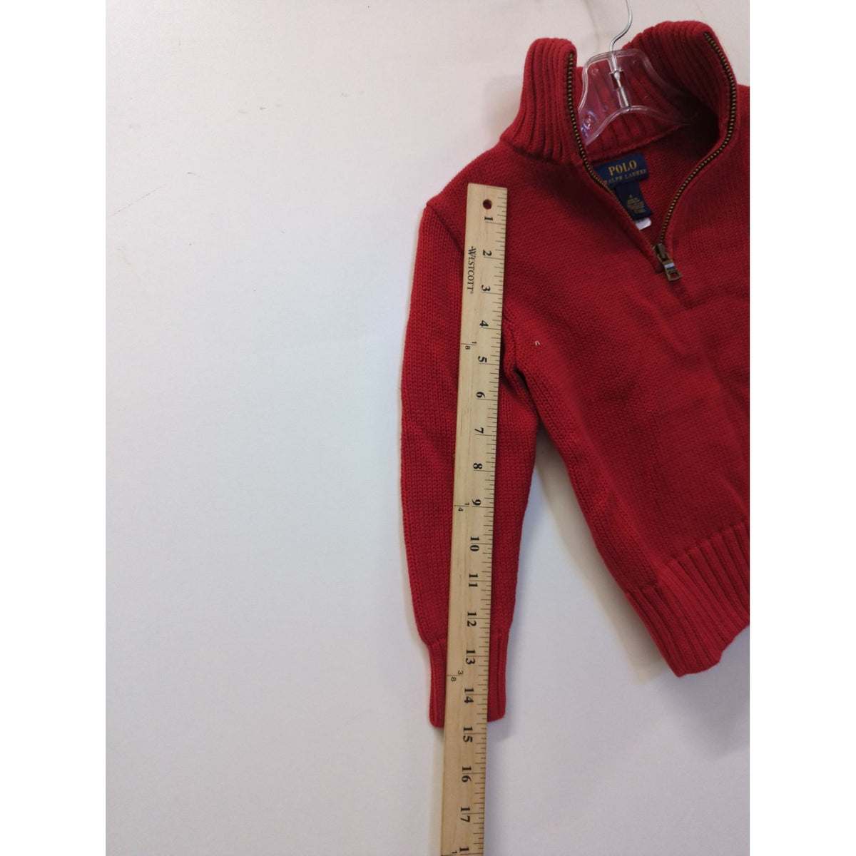 Ralph Lauren Boys Red Half-Zip Cotton Sweater Size 4