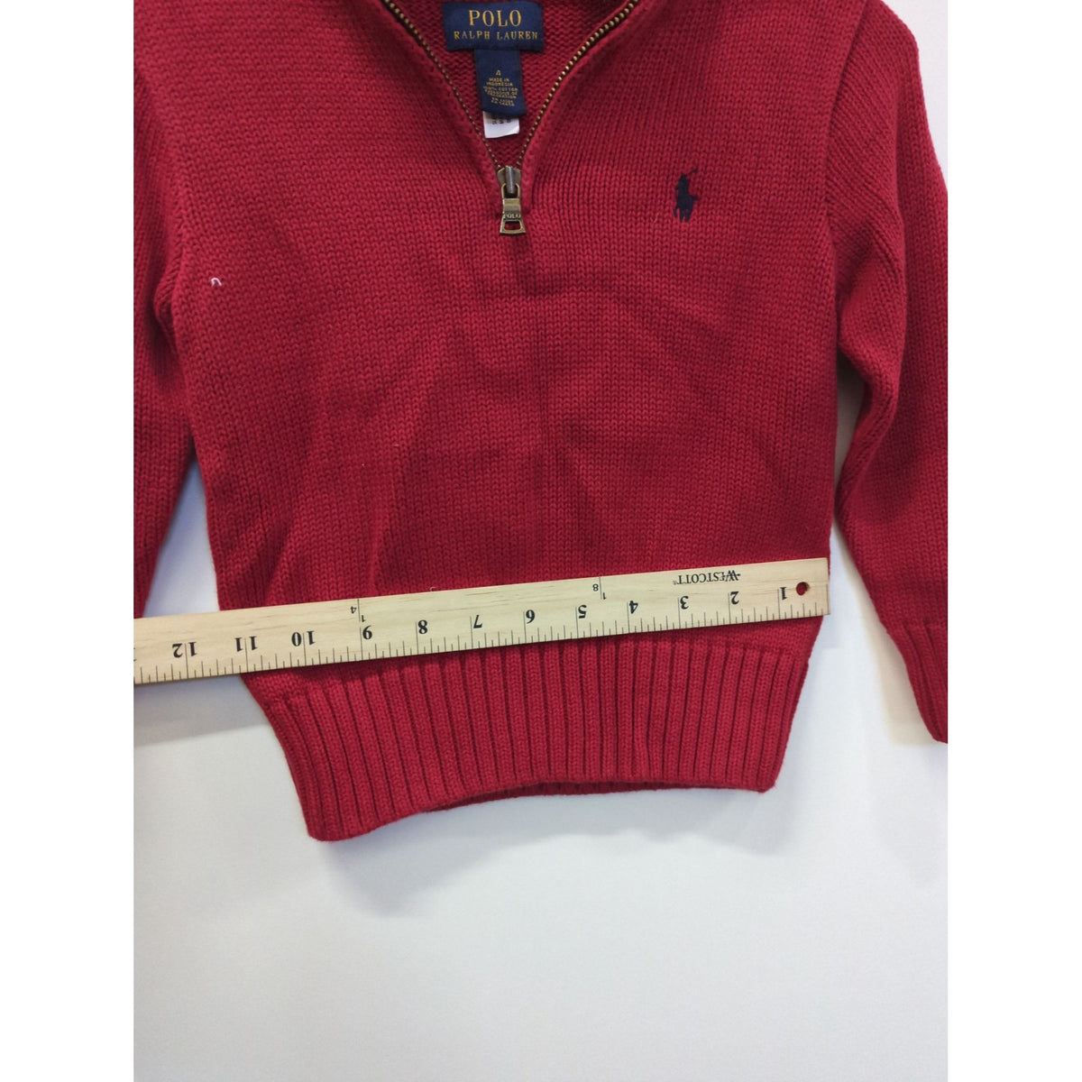 Ralph Lauren Boys Red Half-Zip Cotton Sweater Size 4