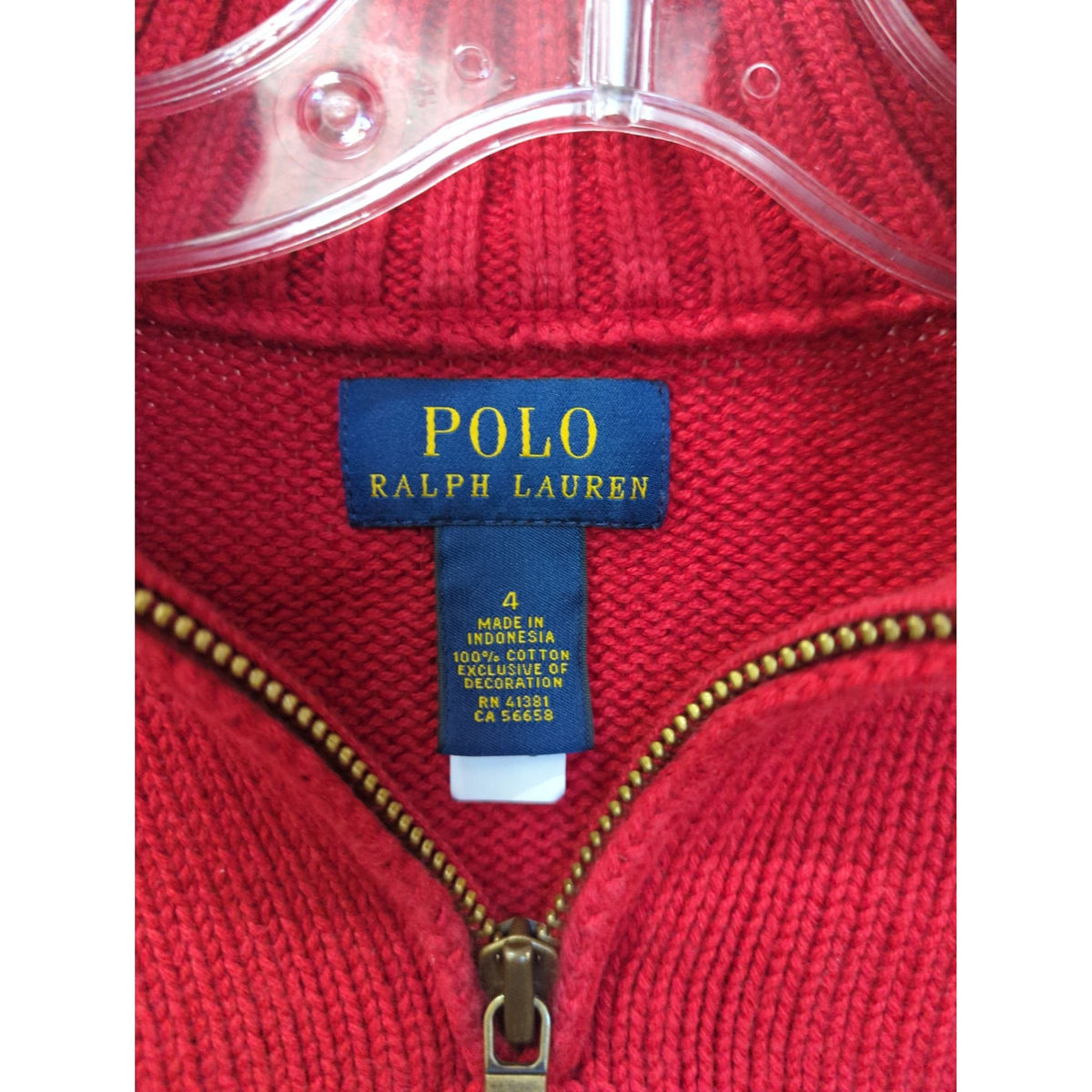 Ralph Lauren Boys Red Half-Zip Cotton Sweater Size 4