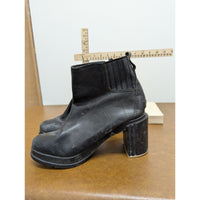 Sorel Black Leather Ankle Boots With Block Heel & Elastic Side Panels