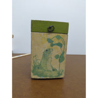 Hand-Painted Wooden Animal-Themed Box With Hinged Lid & Metal Accents 6"x4"x3"