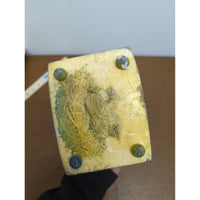 Hand-Painted Wooden Animal-Themed Box With Hinged Lid & Metal Accents 6"x4"x3"