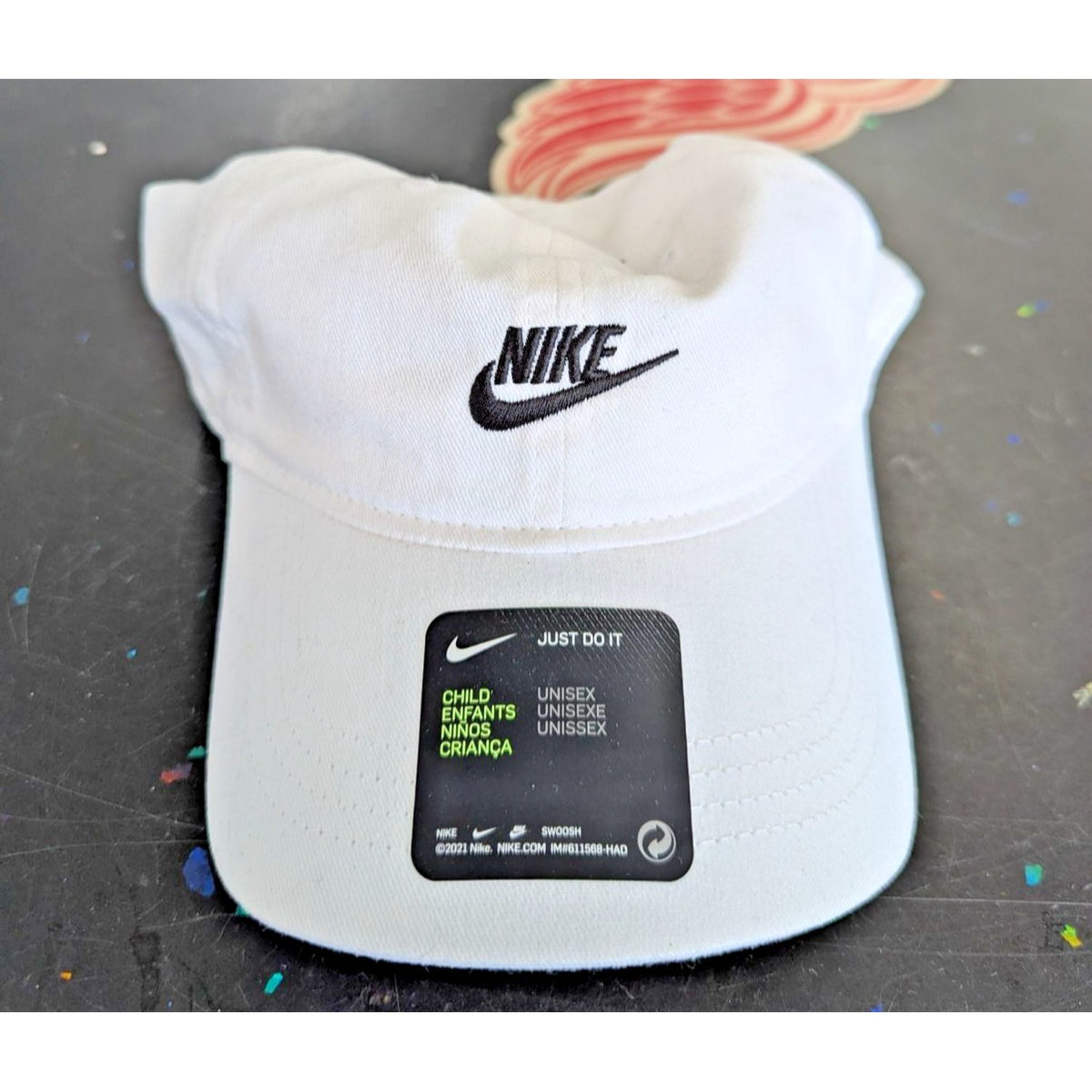 Nike Kids White Adjustable Cap Unisex Cotton Embroidered Logo