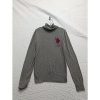 U.S. Polo Assn. Gray Turtleneck Sweater Embroidered Logo Small 80% Cotton Blend Long Sleeve Womens Casual Wear