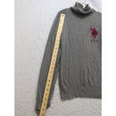 U.S. Polo Assn. Gray Turtleneck Sweater Embroidered Logo Small 80% Cotton Blend Long Sleeve Womens Casual Wear
