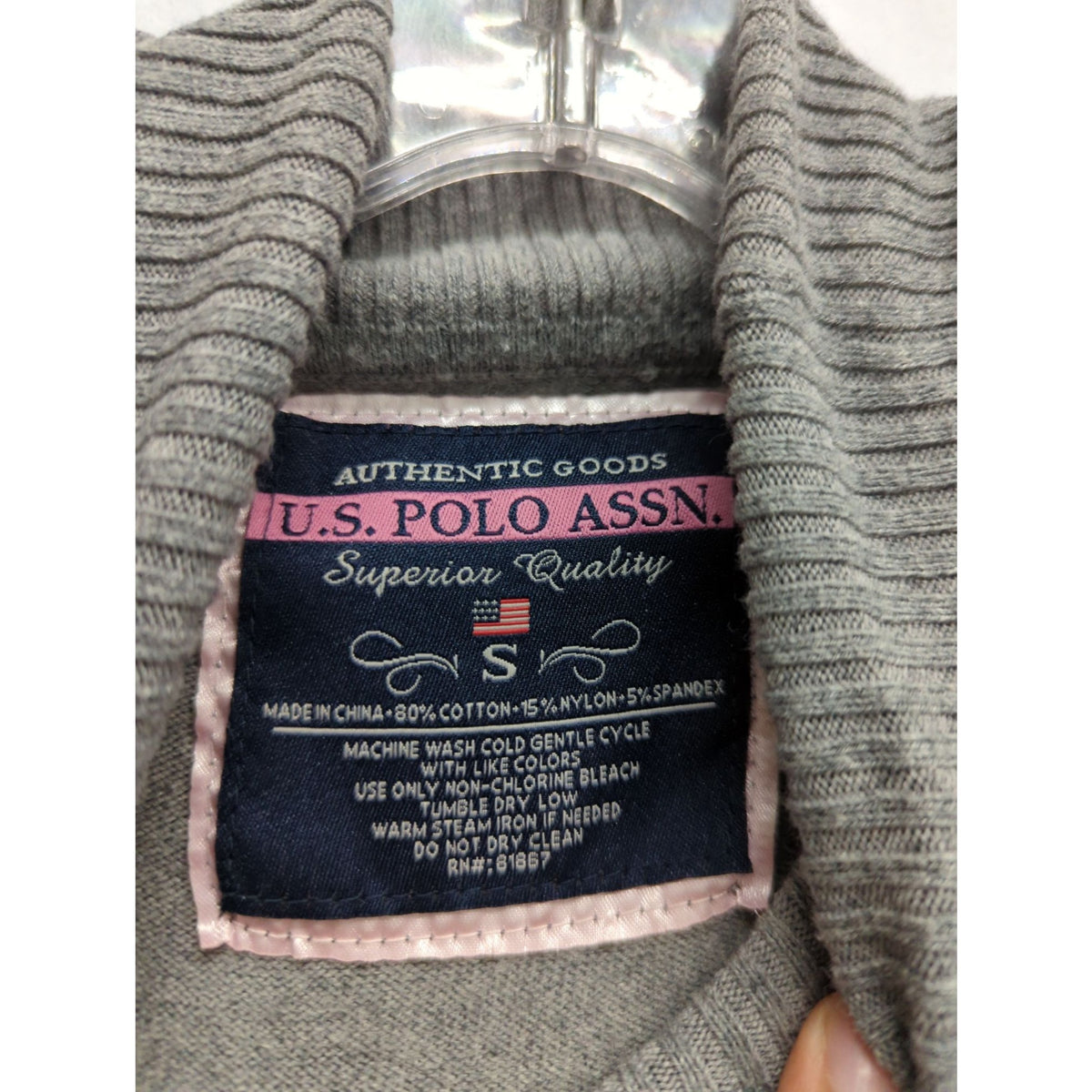 U.S. Polo Assn. Gray Turtleneck Sweater Embroidered Logo Small 80% Cotton Blend Long Sleeve Womens Casual Wear