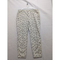Black & White Star Print Cotton Blend Straight-Leg Pants Size 14