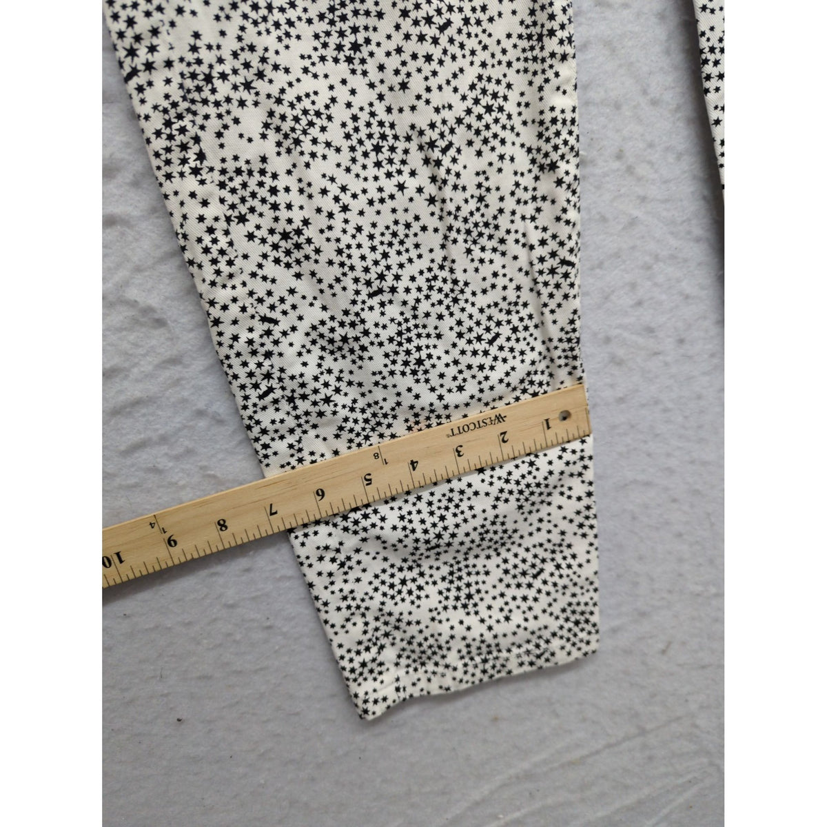 Black & White Star Print Cotton Blend Straight-Leg Pants Size 14