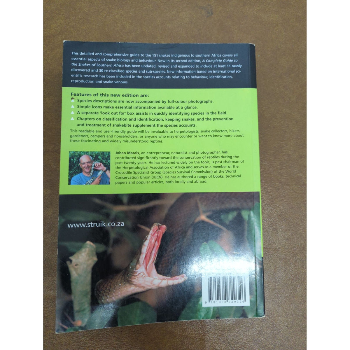 A Complete Guide To The Snakes Of Southern Africa By Johan Marais