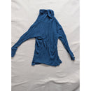 Blue Ribbed Turtleneck Sweater With Button Detail