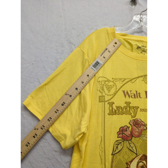 Disney Lady & The Tramp Yellow Graphic Tee Shirt Large 60% Cotton 40% Polyester