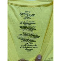 Disney Lady & The Tramp Yellow Graphic Tee Shirt Large 60% Cotton 40% Polyester