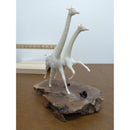 Abstract White Giraffe Sculpture With Wooden Base Modern Art Design Unique Decor Piece