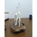 Abstract White Giraffe Sculpture With Wooden Base Modern Art Design Unique Decor Piece
