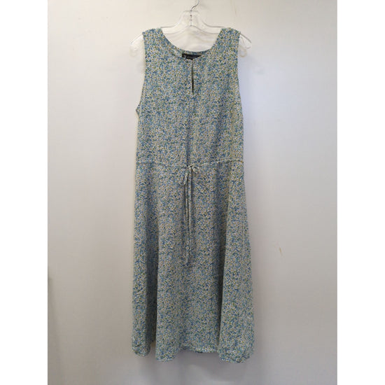 Allegra K Womens Sleeveless Floral Midi Dress With Drawstring Waist Blue & Yellow Size S