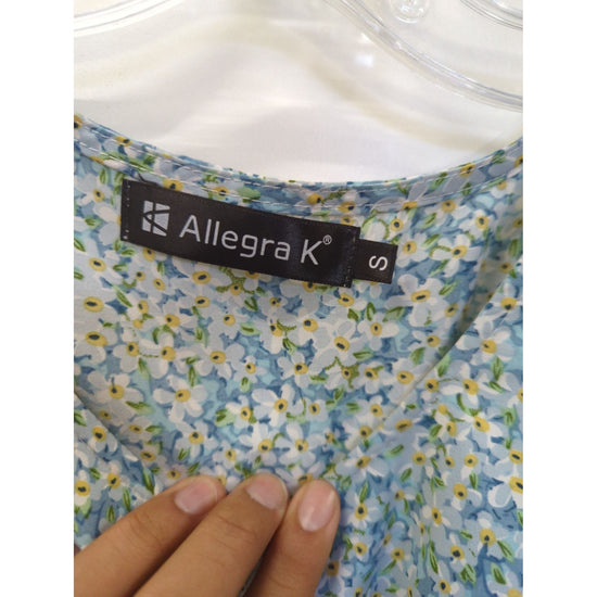 Allegra K Womens Sleeveless Floral Midi Dress With Drawstring Waist Blue & Yellow Size S