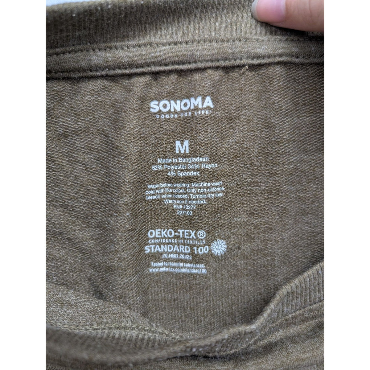 Sonoma Olive Green Crewneck Sweatshirt Soft Blend Lightweight Pullover