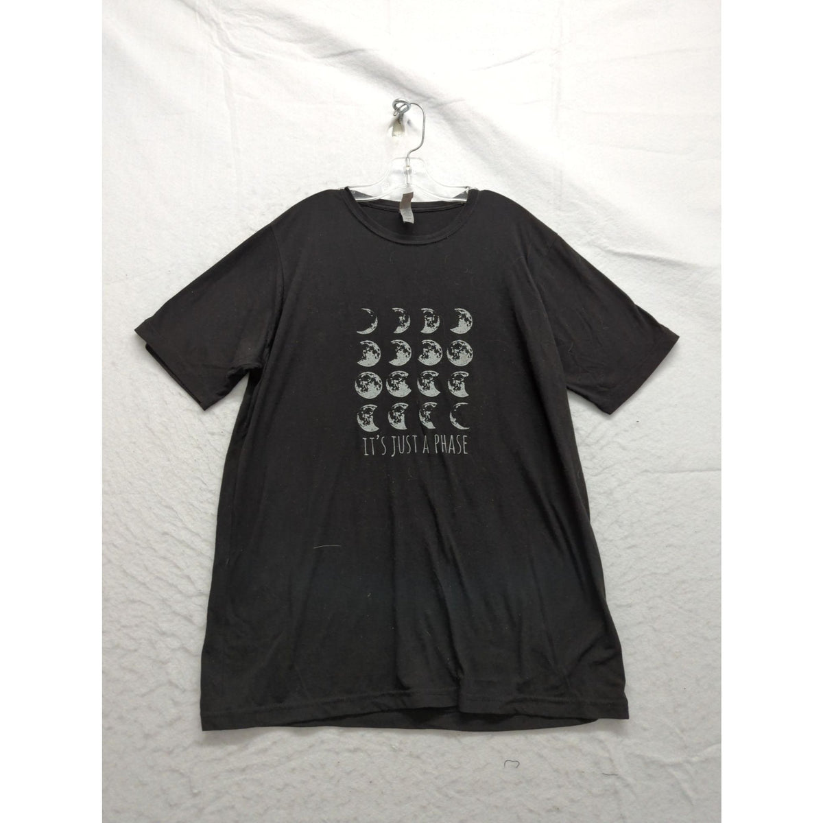 Its Just A Phase Moon Graphic Black T-Shirt Large Next Level Apparel