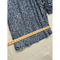 Suzanne Betro Blue Floral Lace Ruffle Sleeve Tunic Blouse Small