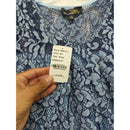 Suzanne Betro Blue Floral Lace Ruffle Sleeve Tunic Blouse Small