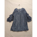 Suzanne Betro Blue Floral Lace Ruffle Sleeve Tunic Blouse Small