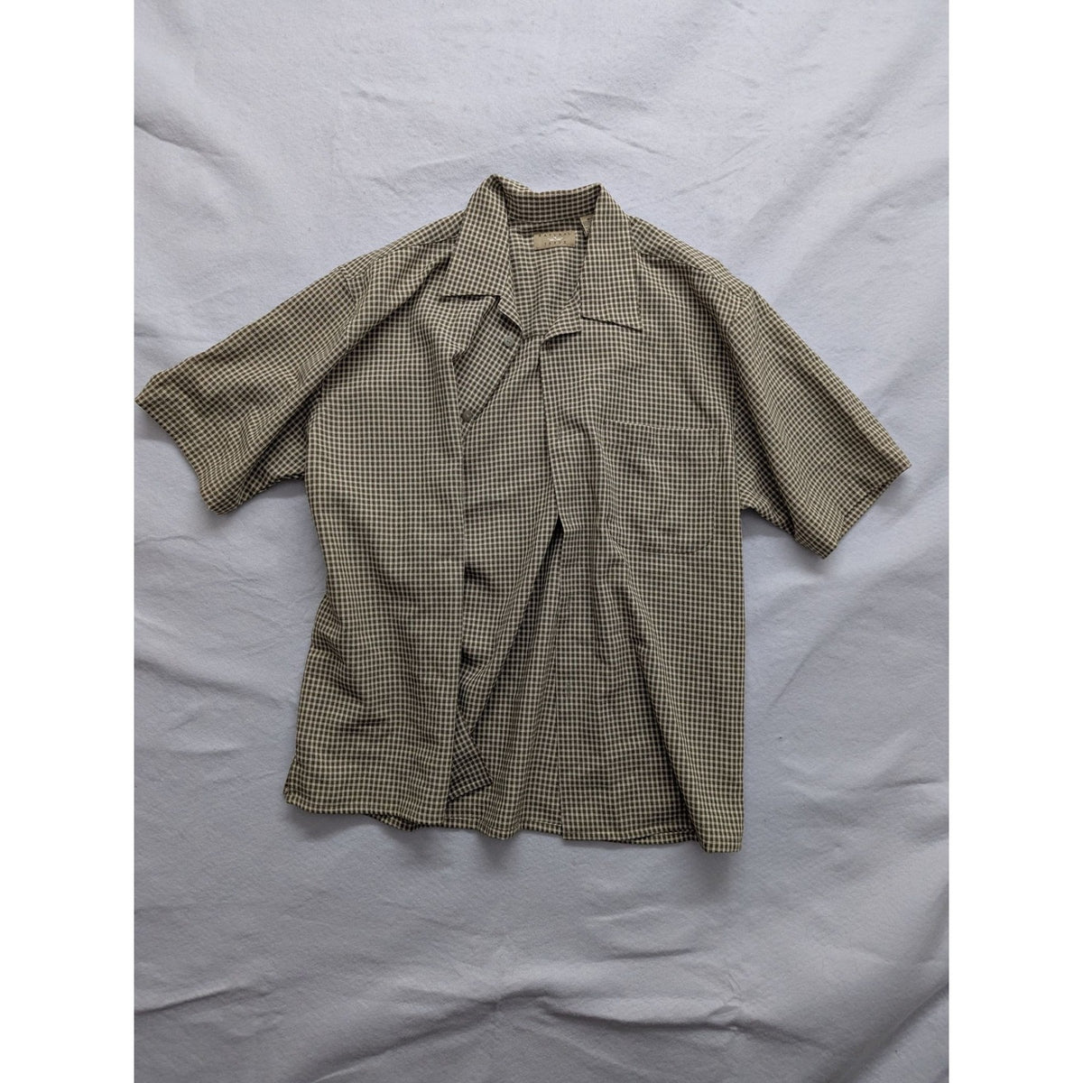 Natural Issue Gingham Check Short Sleeve Button Up Shirt M/M Minimalist Design