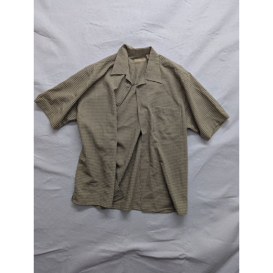 Natural Issue Gingham Check Short Sleeve Button Up Shirt M/M Minimalist Design