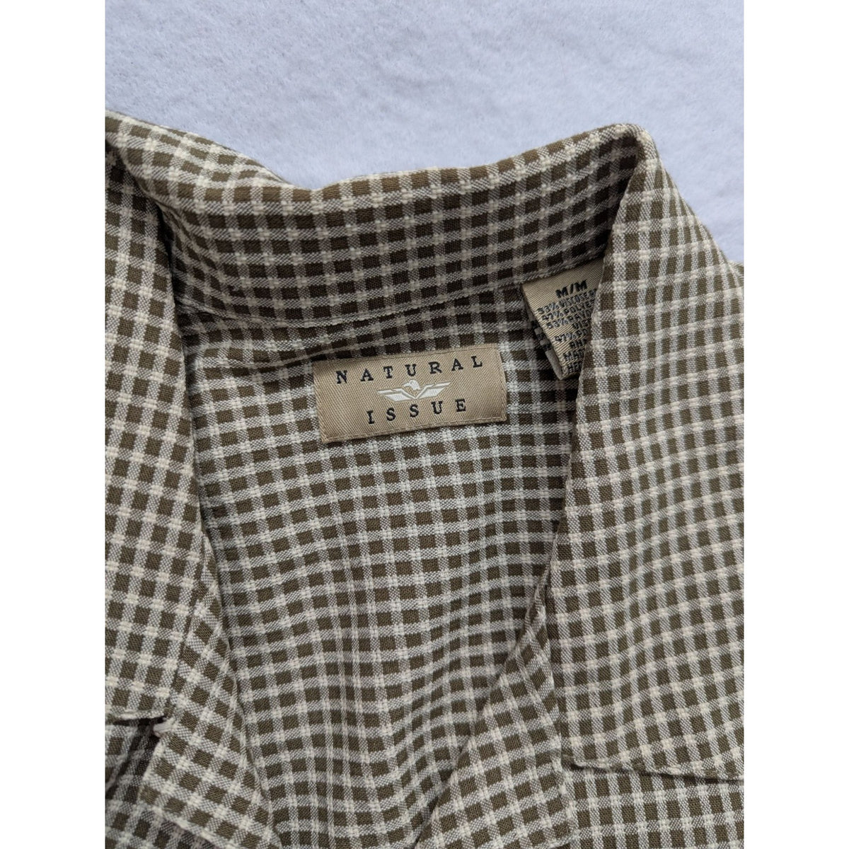 Natural Issue Gingham Check Short Sleeve Button Up Shirt M/M Minimalist Design