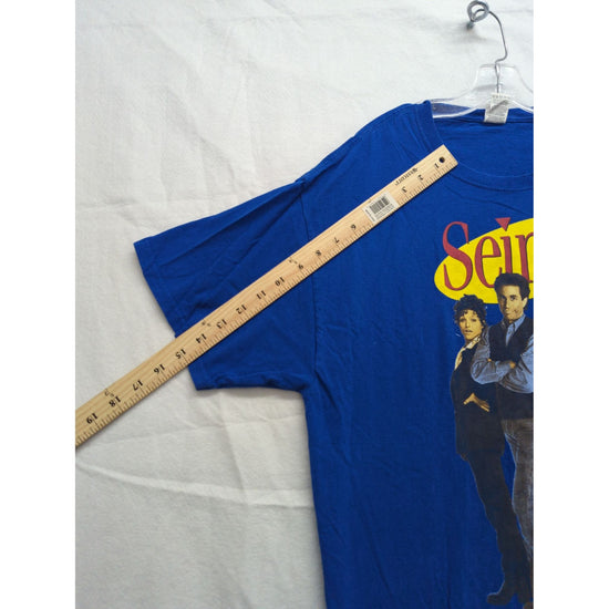 Seinfeld Graphic Tee Blue With Cast Design Fruit Of The Loom L 100% Cotton Retro TV Show Shirt