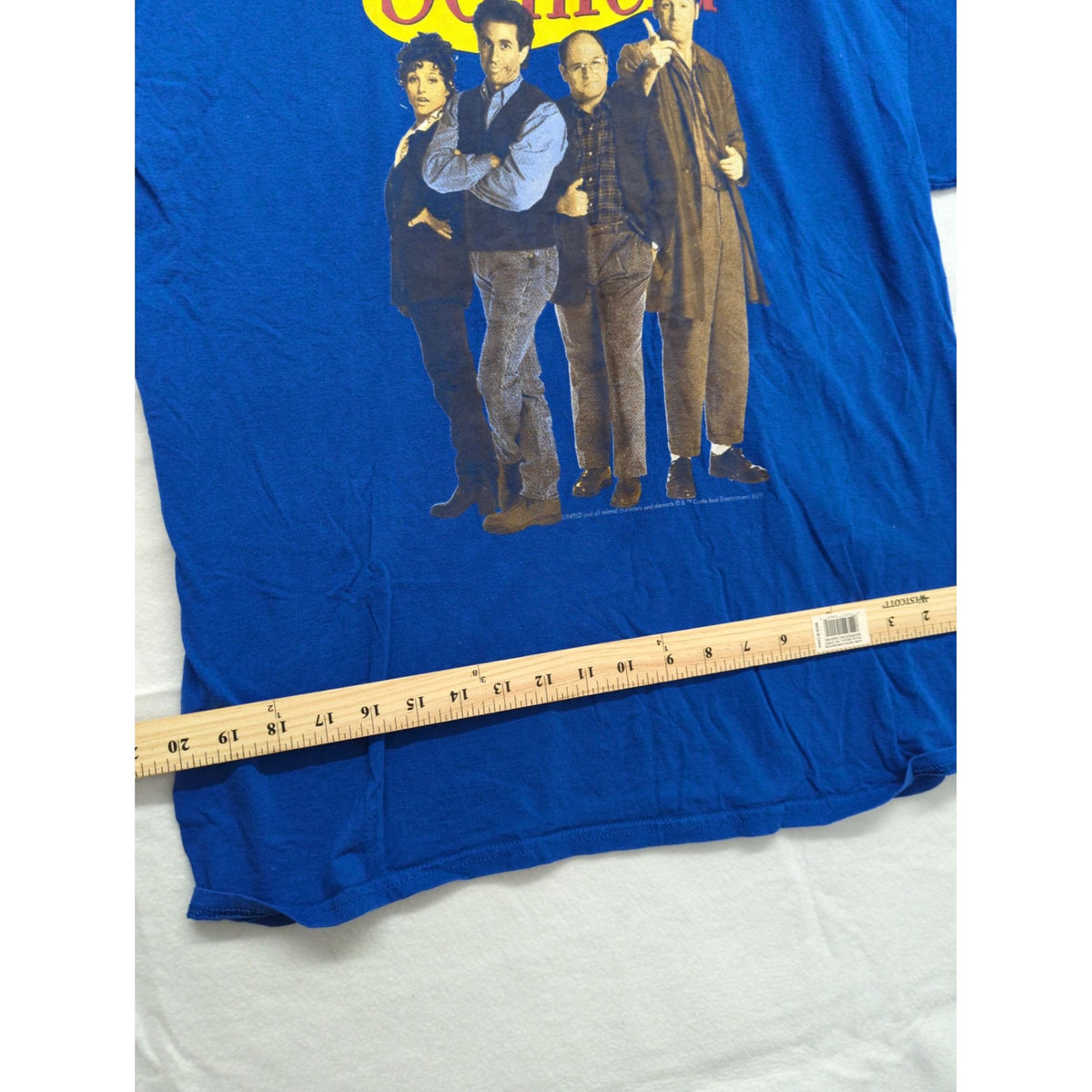 Seinfeld Graphic Tee Blue With Cast Design Fruit Of The Loom L 100% Cotton Retro TV Show Shirt