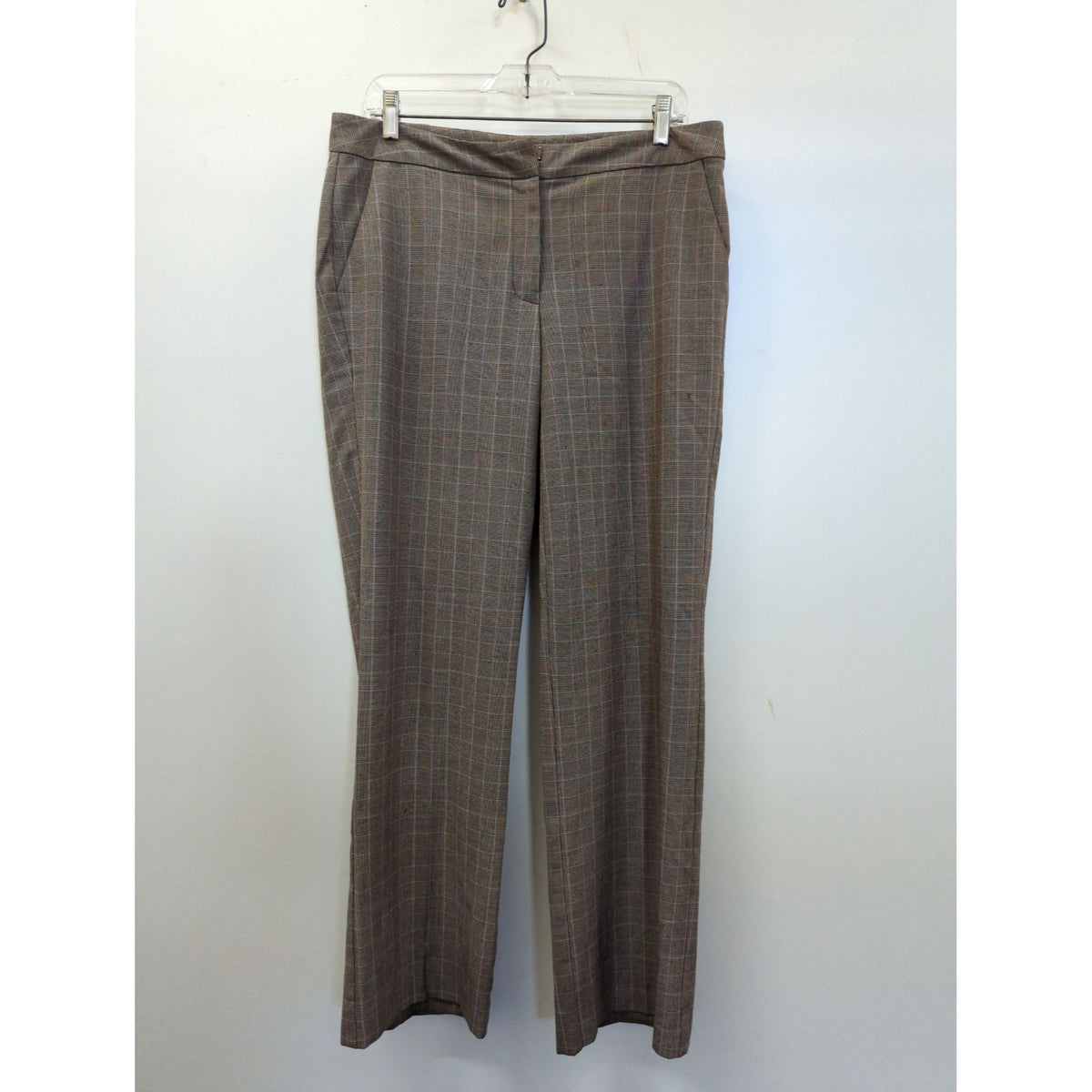 J.H. Collectibles Womens Plaid Dress Pants Size 8 Brown & Purple Polyester Blend Flat Front Side Pockets