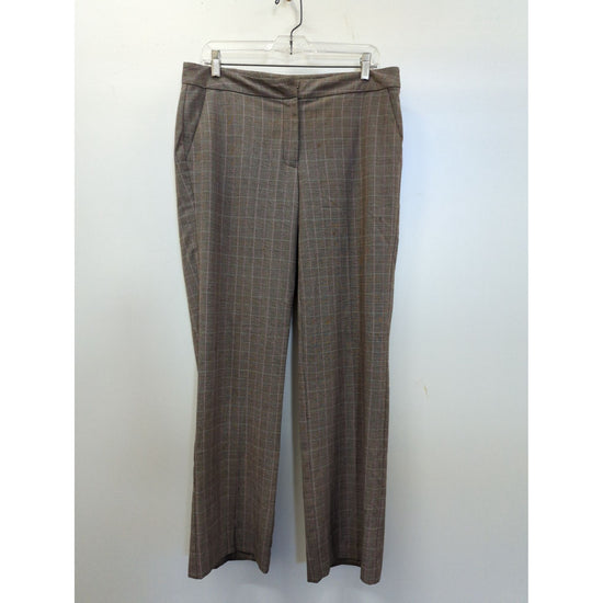 J.H. Collectibles Womens Plaid Dress Pants Size 8 Brown & Purple Polyester Blend Flat Front Side Pockets