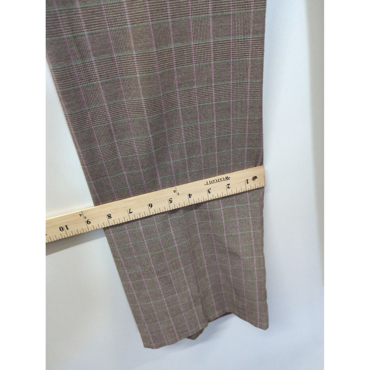 J.H. Collectibles Womens Plaid Dress Pants Size 8 Brown & Purple Polyester Blend Flat Front Side Pockets