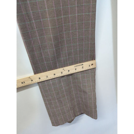 J.H. Collectibles Womens Plaid Dress Pants Size 8 Brown & Purple Polyester Blend Flat Front Side Pockets