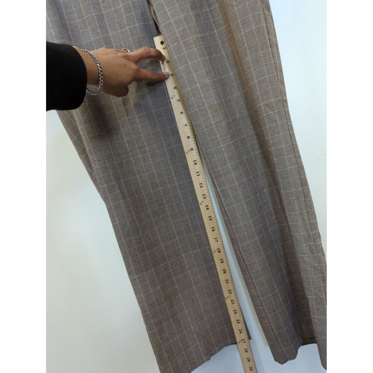 J.H. Collectibles Womens Plaid Dress Pants Size 8 Brown & Purple Polyester Blend Flat Front Side Pockets