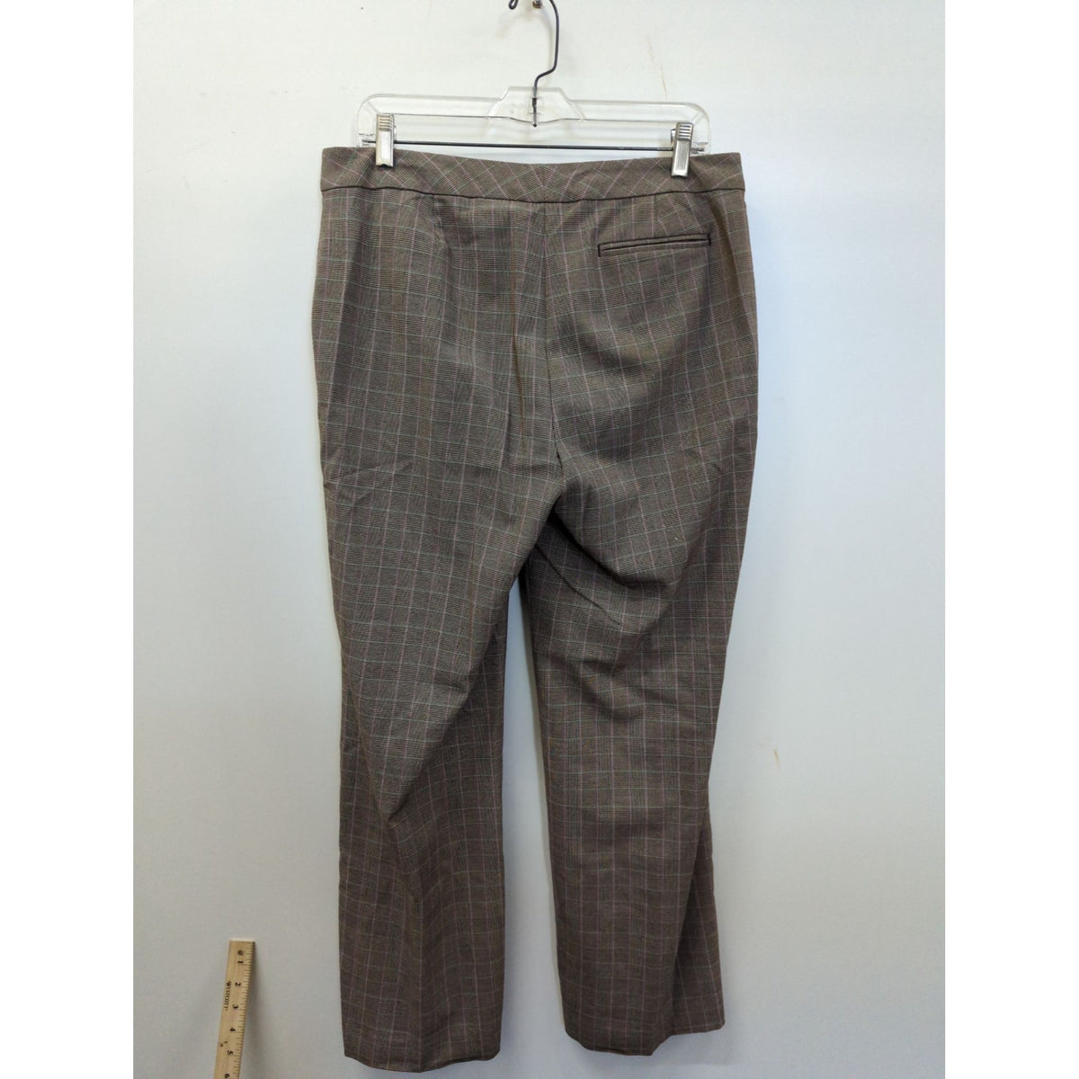 J.H. Collectibles Womens Plaid Dress Pants Size 8 Brown & Purple Polyester Blend Flat Front Side Pockets