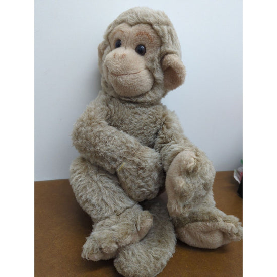 Vintage Pillow Pets Monkey Stuffed Animal Toy 16" Sitting Tan Beige Soft Cuddly