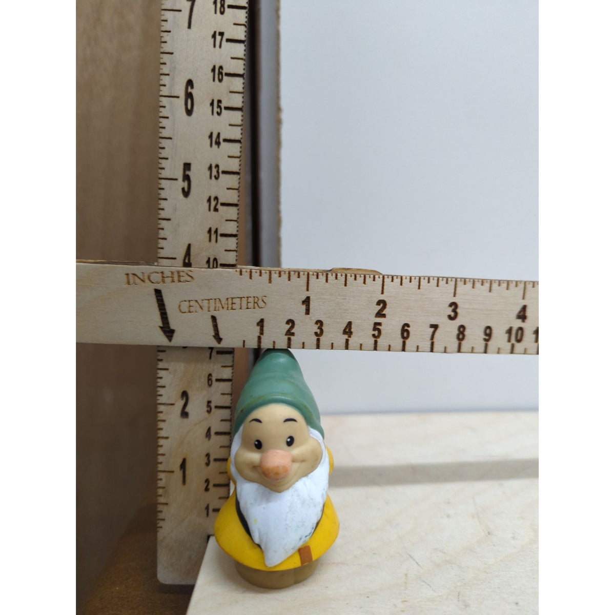 Vintage Miniature Garden Gnome Figurine In Yellow Coat & Green Hat 3 Inches Tall