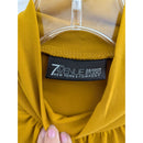 7th Avenue Design Studio Mustard Yellow Ruched 3/4 Sleeve Mock Neck Top M