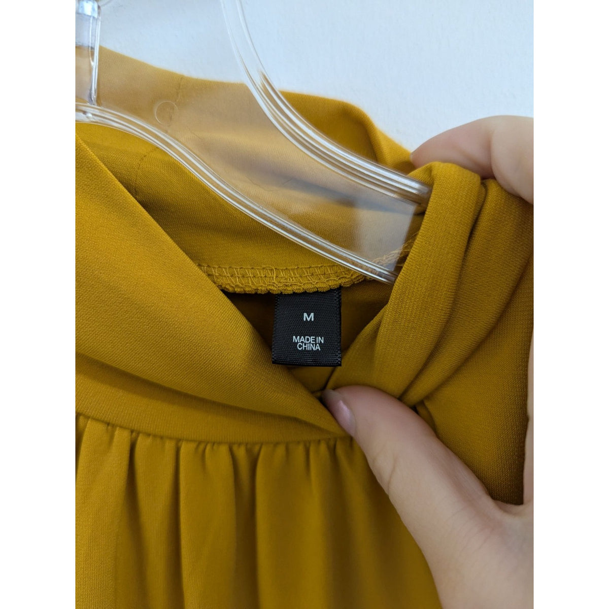 7th Avenue Design Studio Mustard Yellow Ruched 3/4 Sleeve Mock Neck Top M