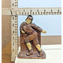 Vintage Football Player Bookend Figurine 6.5" Hand-Painted Resin Brown & Yellow