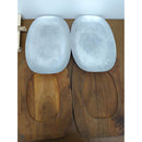 Set Of 2 Aluminum & Wood Serving Platters Oval 13"x10" Modern Rustic Style
