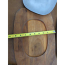 Set Of 2 Aluminum & Wood Serving Platters Oval 13"x10" Modern Rustic Style