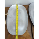 Set Of 2 Aluminum & Wood Serving Platters Oval 13"x10" Modern Rustic Style